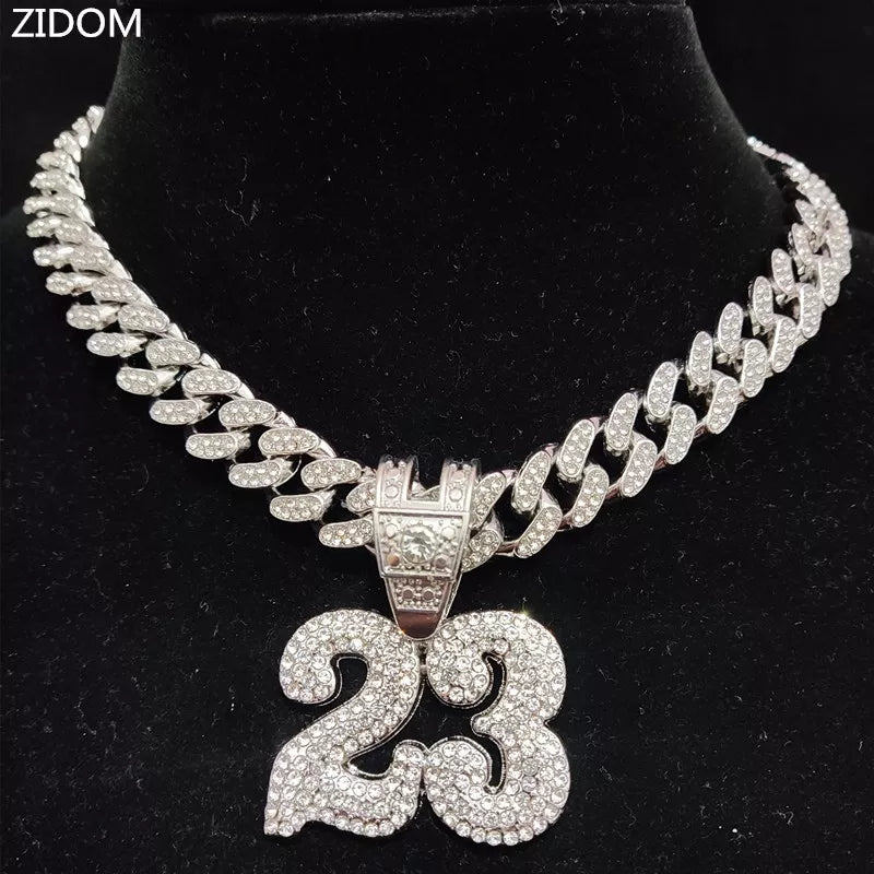 Hip Hop Iced Out Bling Necklace With #23 Pendant