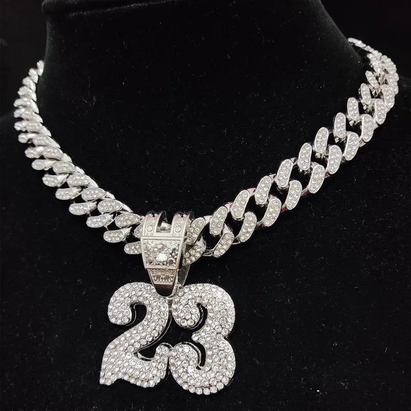 Hip Hop Iced Out Bling Necklace With #23 Pendant