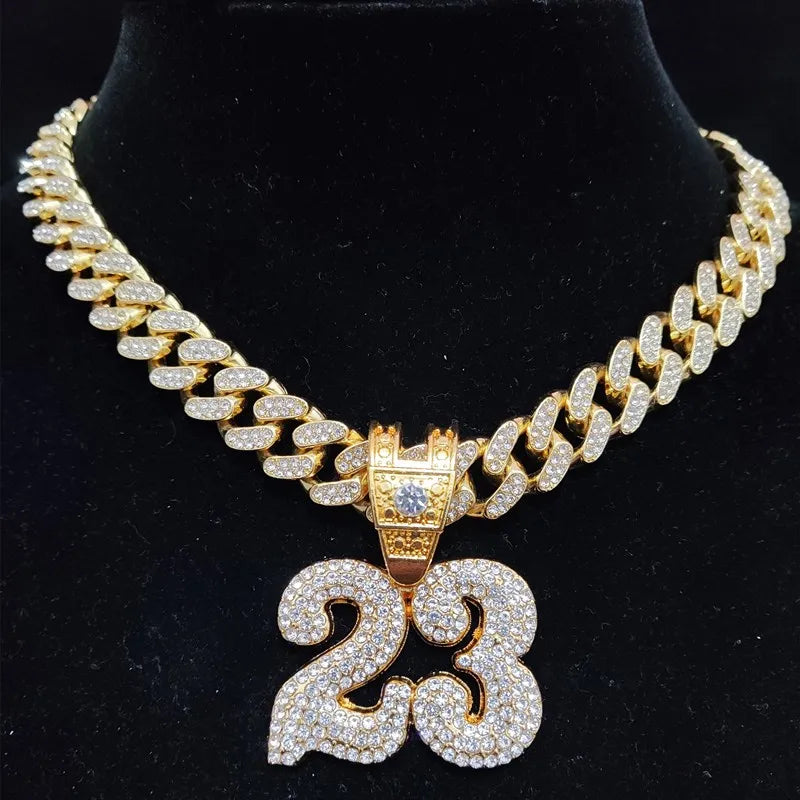 Hip Hop Iced Out Bling Necklace With #23 Pendant