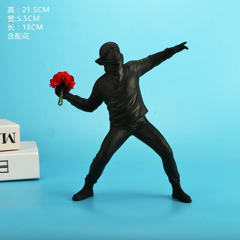 "Banksy" Inspired  Flower Thrower Statue