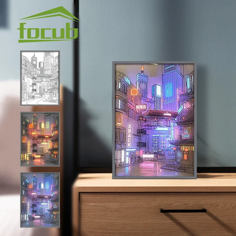 LED City Picture with Dimming Light