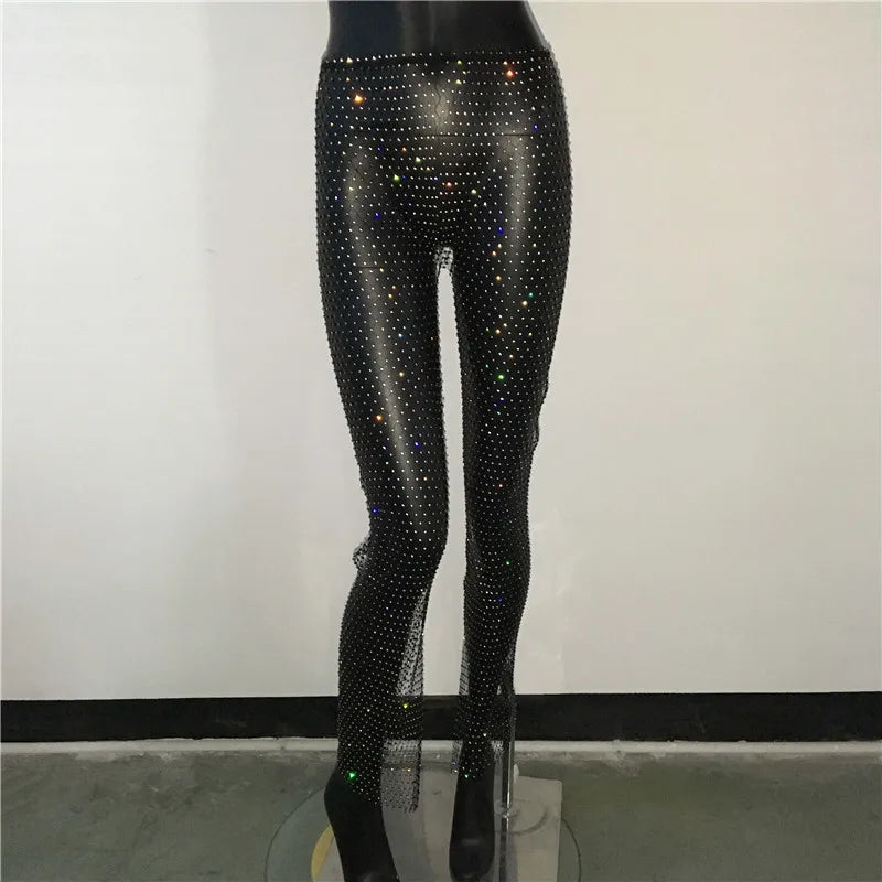 Sexy  Rhinestone Fishnet Pants