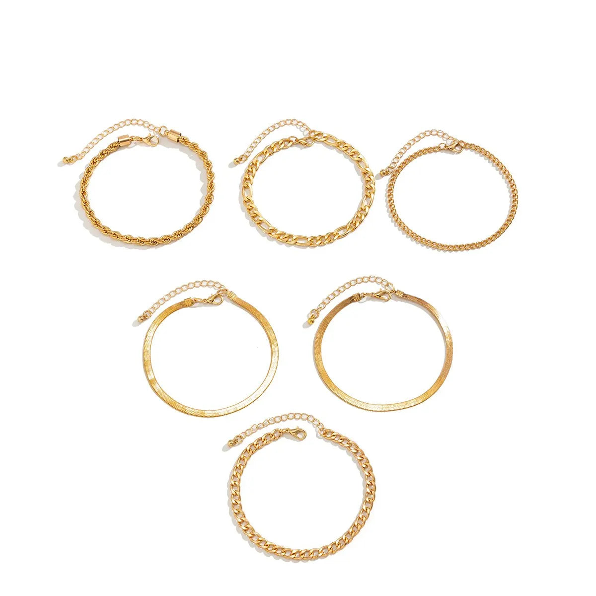 6 Pcs Gold Anklet Set