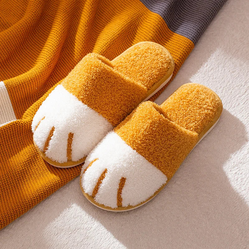 Warm Plush Cute Fur Cat Paw Slippers