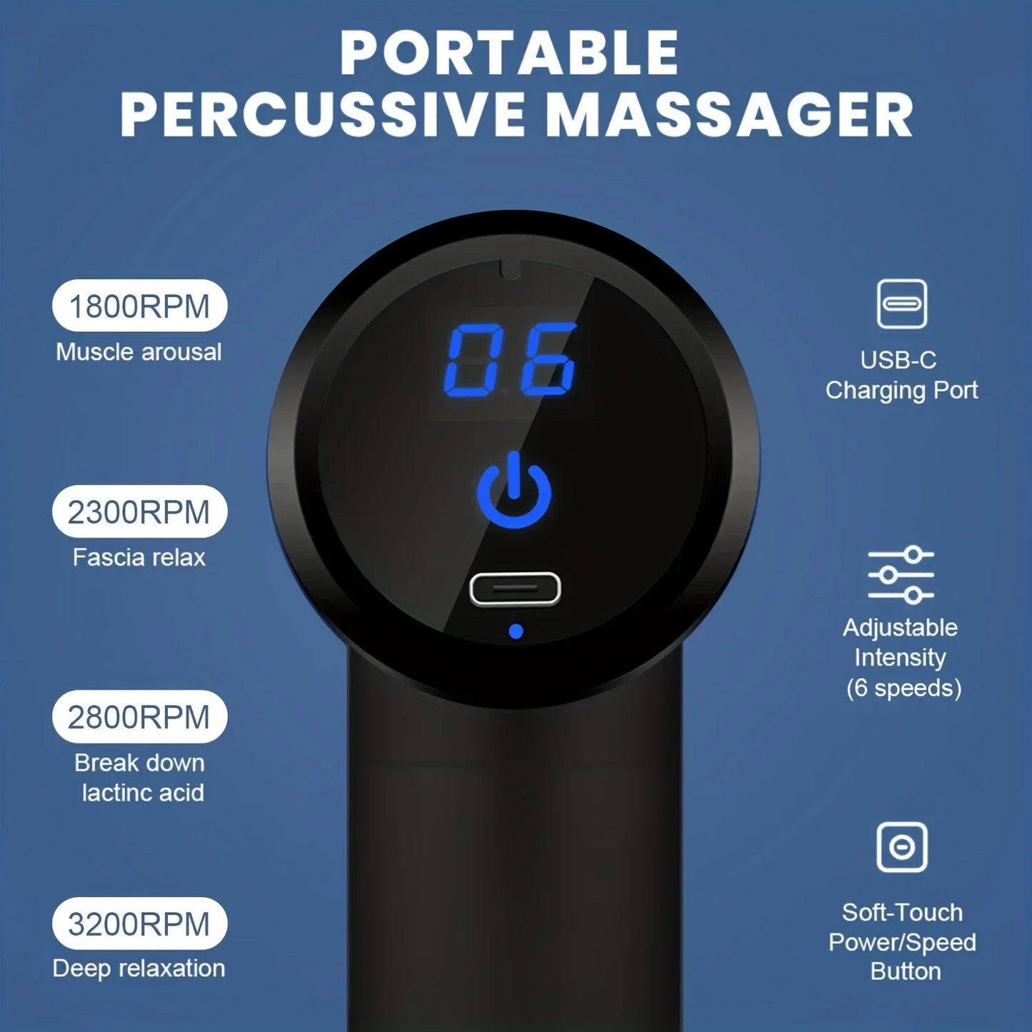 Portable Massage Gun With LED Touch Screen