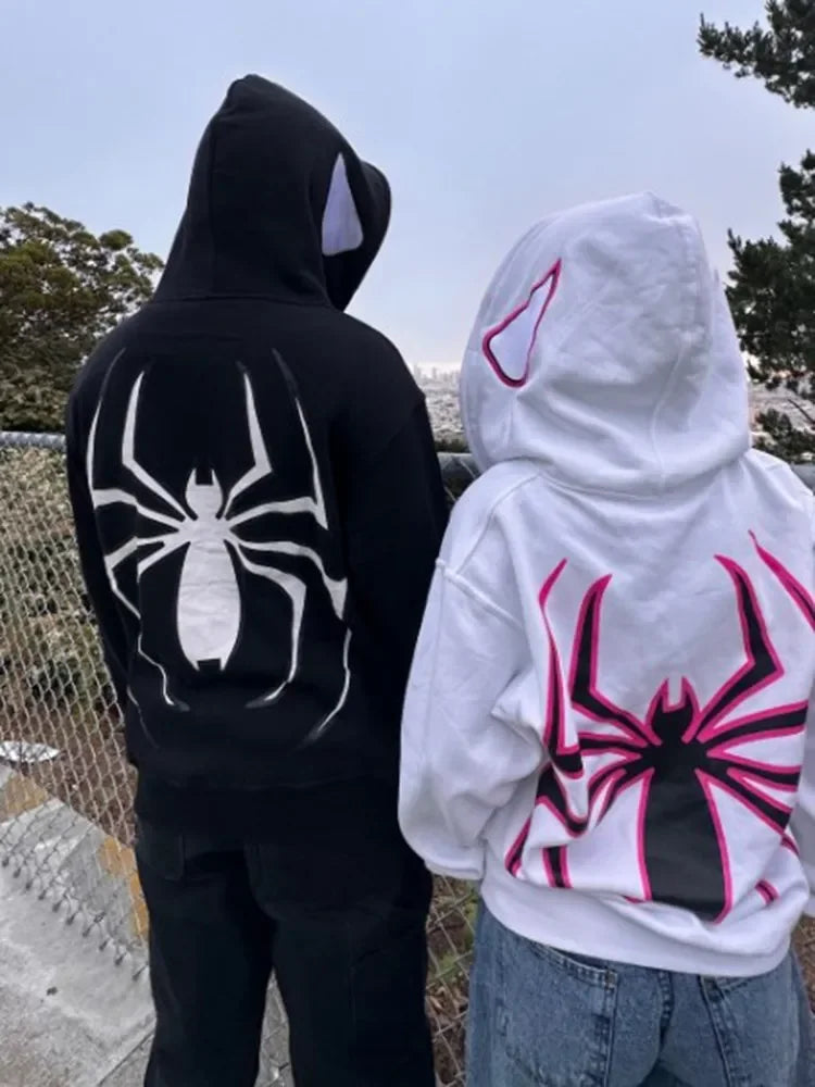 Spider Zippered Oversized Hoodie