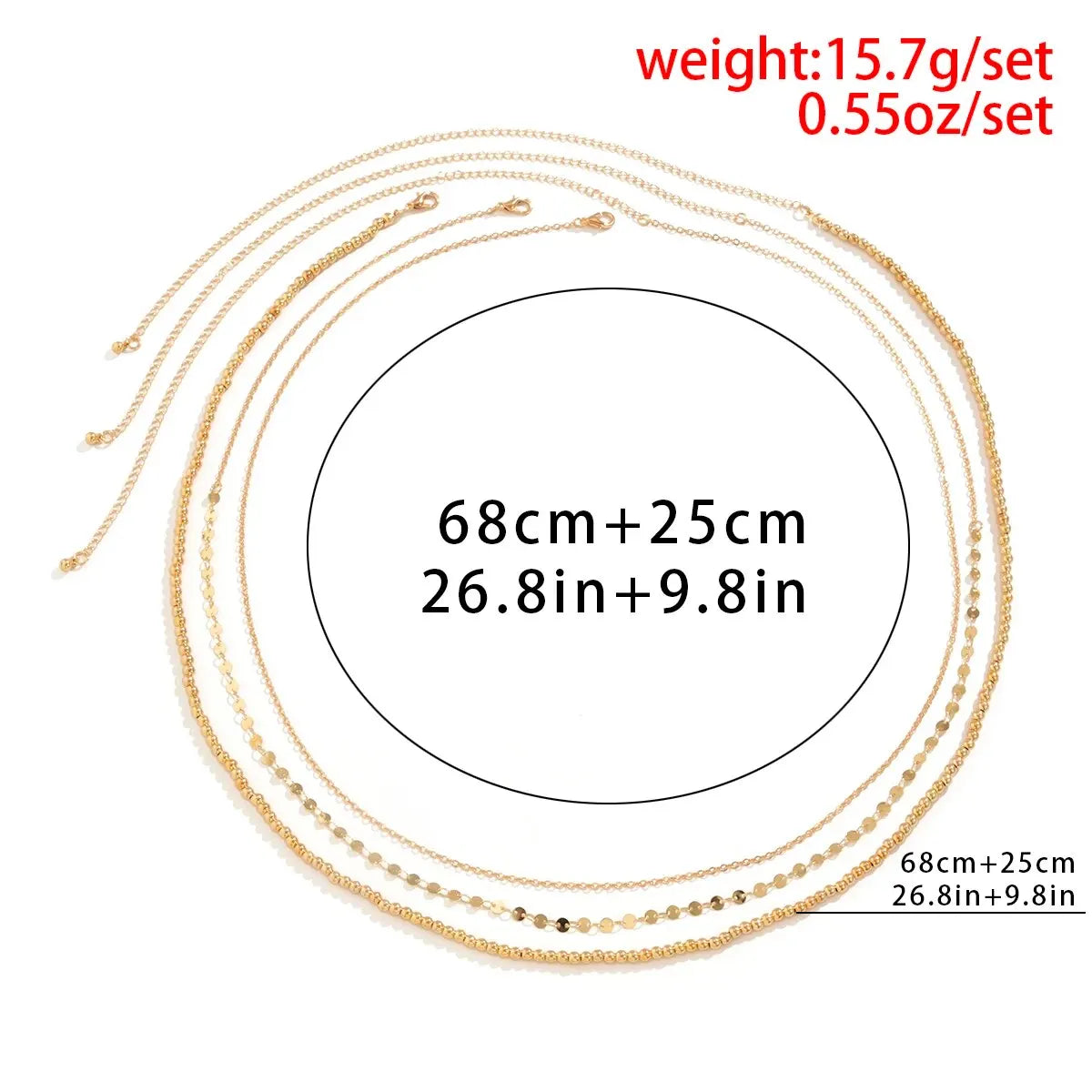 3 قطع من سلاسل البطن متعددة الطبقات