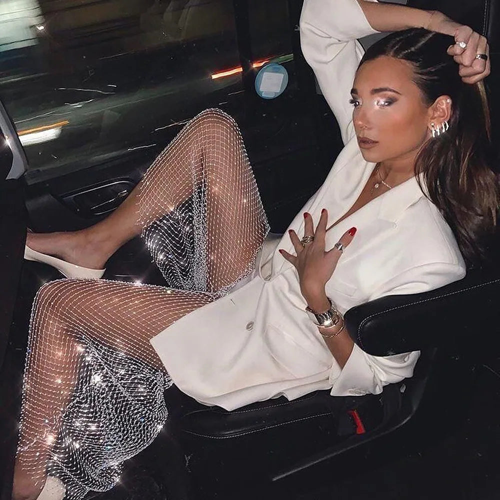 Sexy  Rhinestone Fishnet Pants