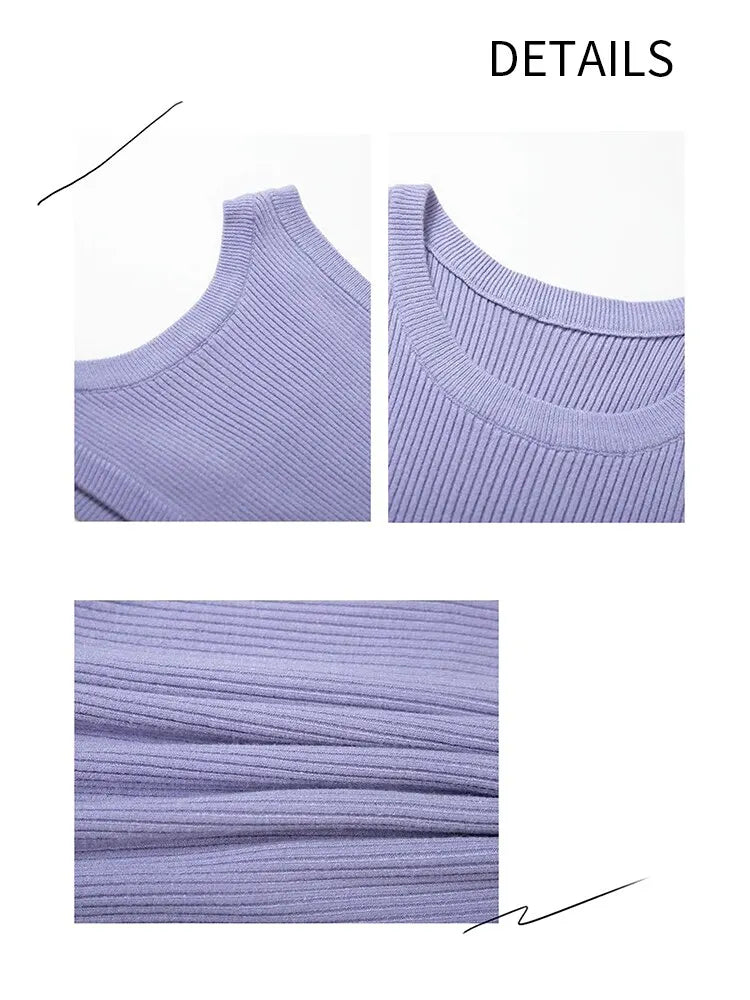 Slim Knitted O-neck Ribbed Tank Top