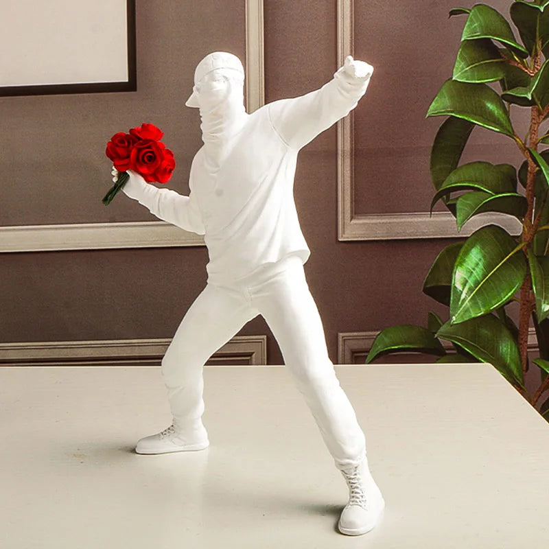 "Banksy" Inspired  Flower Thrower Statue