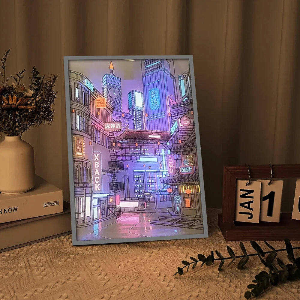 LED City Picture with Dimming Light