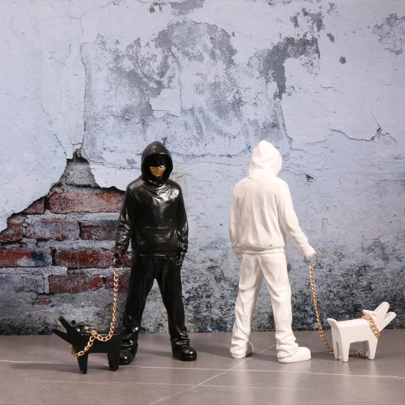 "Banksy" Inspired Man Playing With Dog