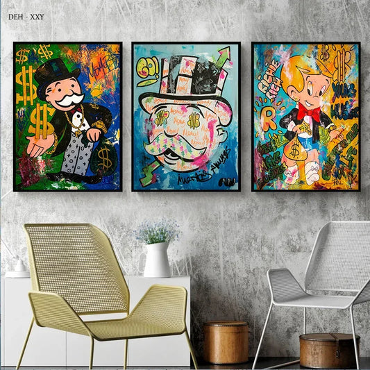 Modern Graffiti Monopoly Wall Art