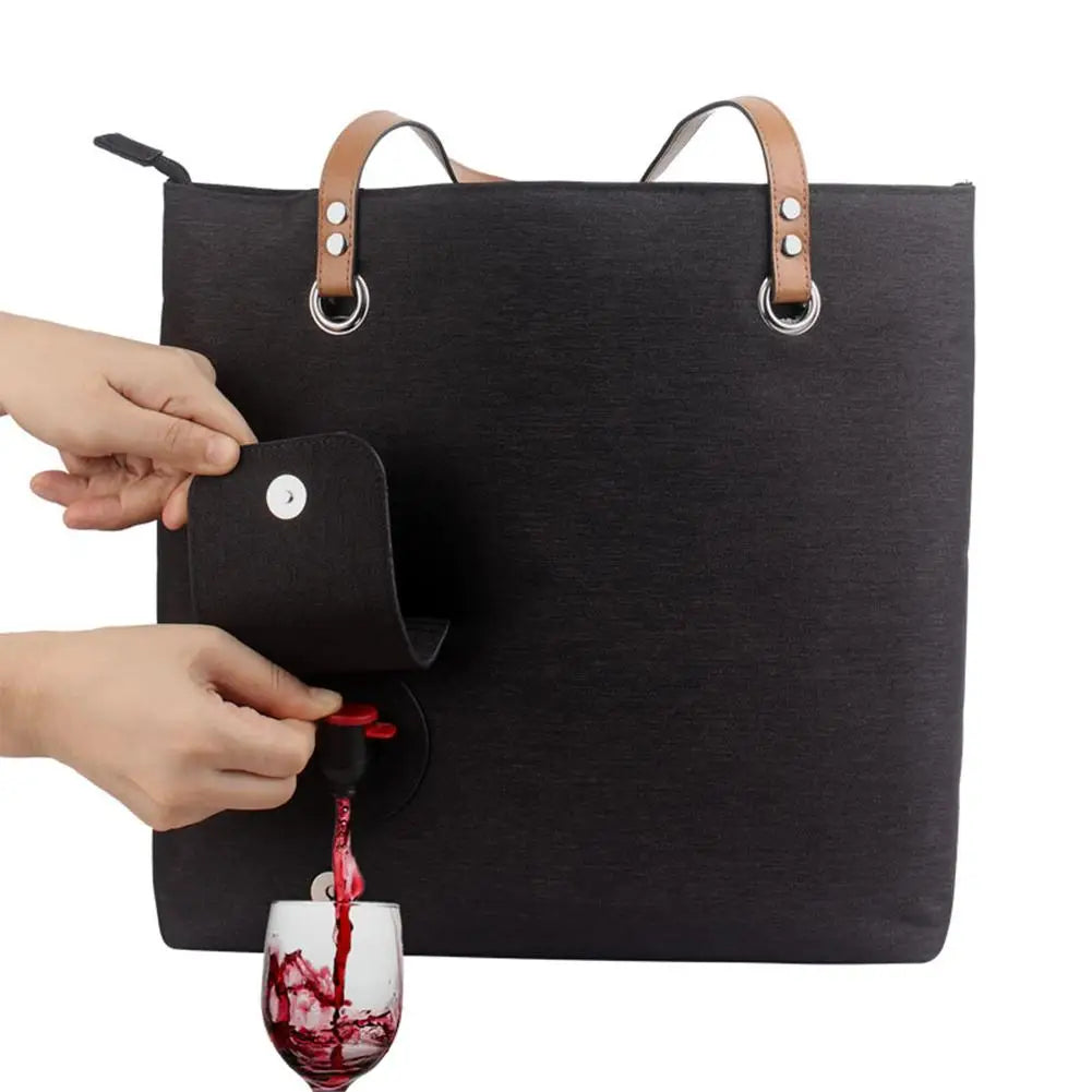 Portable Wine Tote With Drink Dispenser