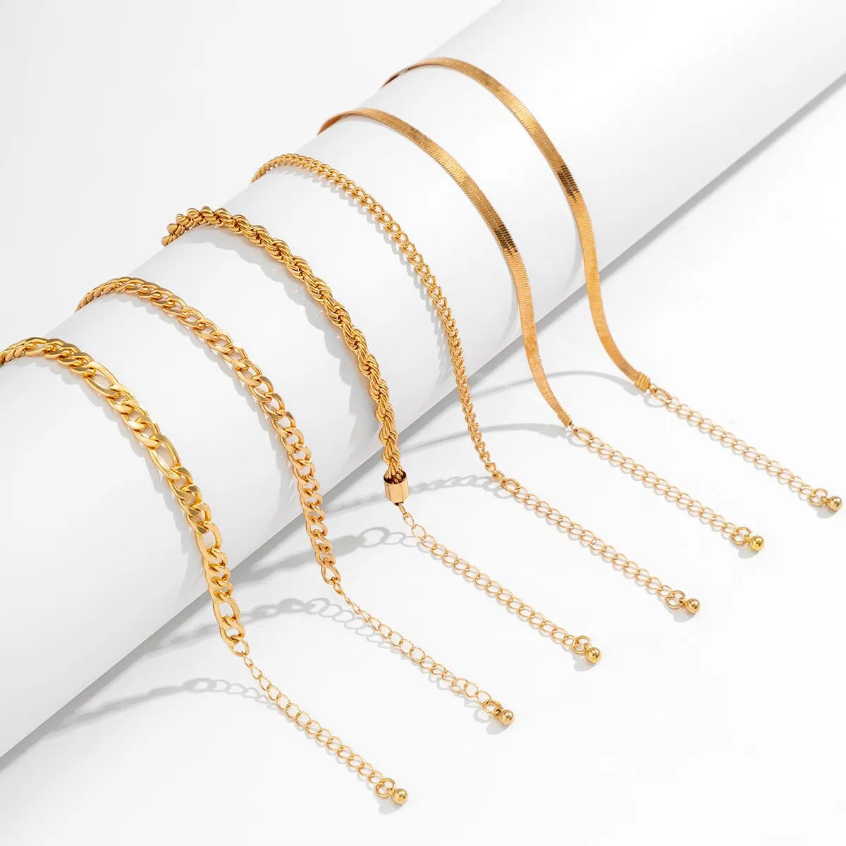 6 Pcs Gold Anklet Set