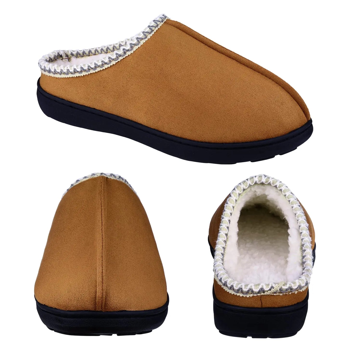 Plush Mule Rubber Sole Non-slip Slides With Cozy Fleece