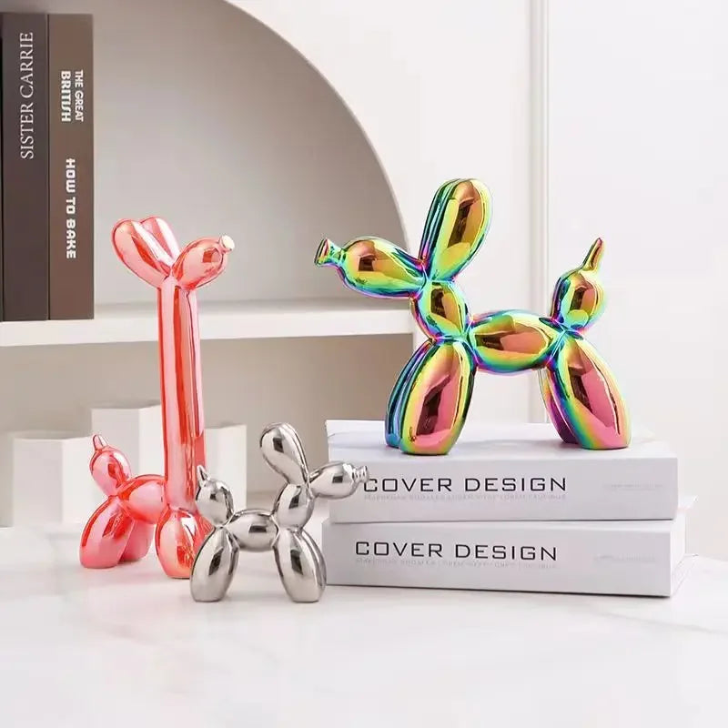 Long Neck Balloon Dog Abstract Ceramic Sculpture