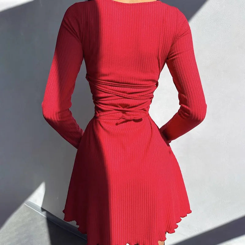 Long Sleeve Knitted Mini Dress