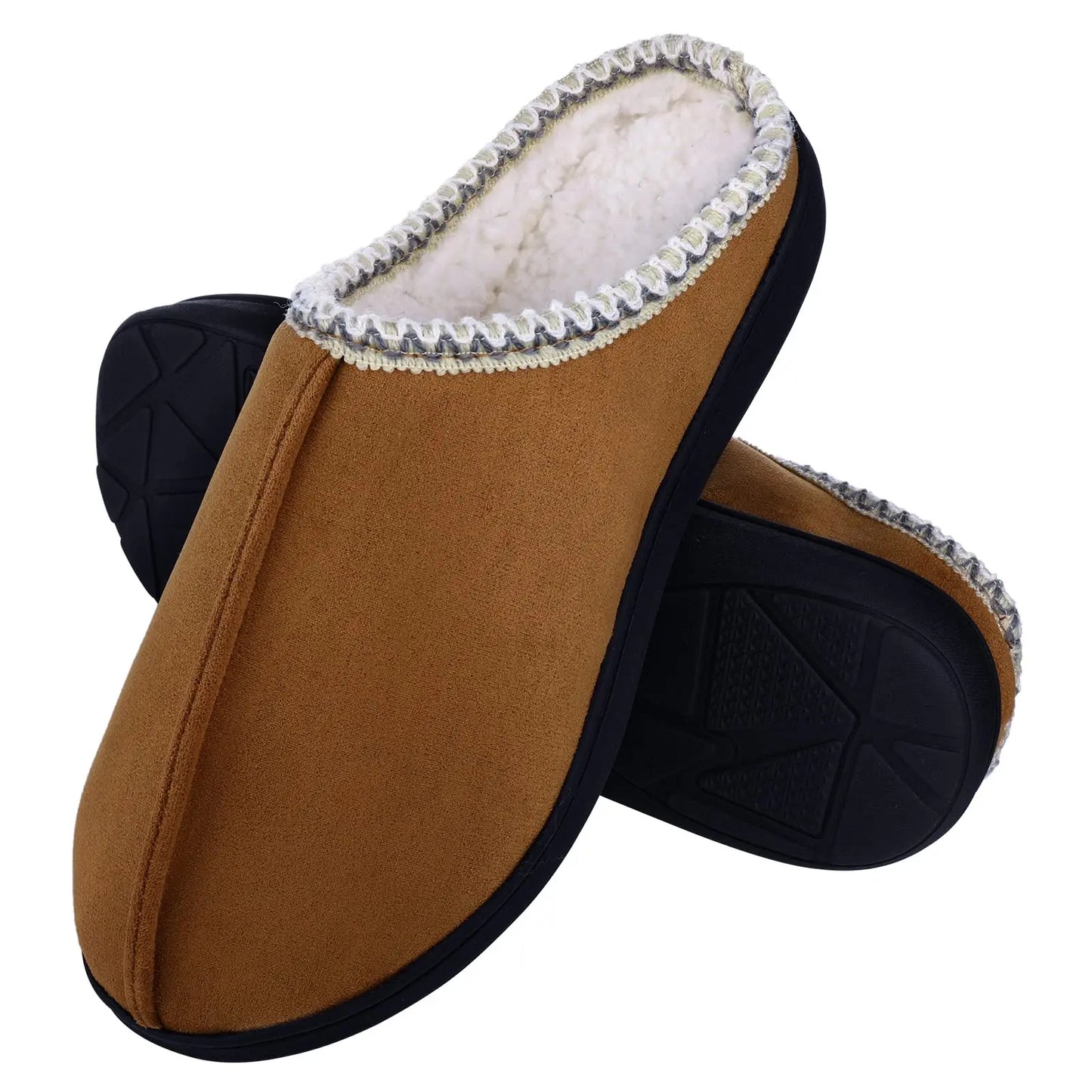 Plush Mule Rubber Sole Non-slip Slides With Cozy Fleece