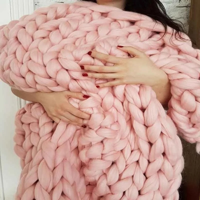 Chunky Thick Knitted Wool Blanket