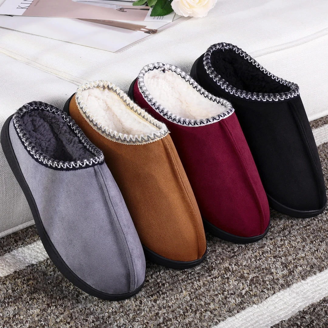 Plush Mule Rubber Sole Non-slip Slides With Cozy Fleece