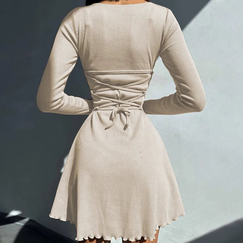 Long Sleeve Knitted Mini Dress