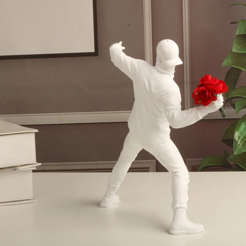 "Banksy" Inspired  Flower Thrower Statue