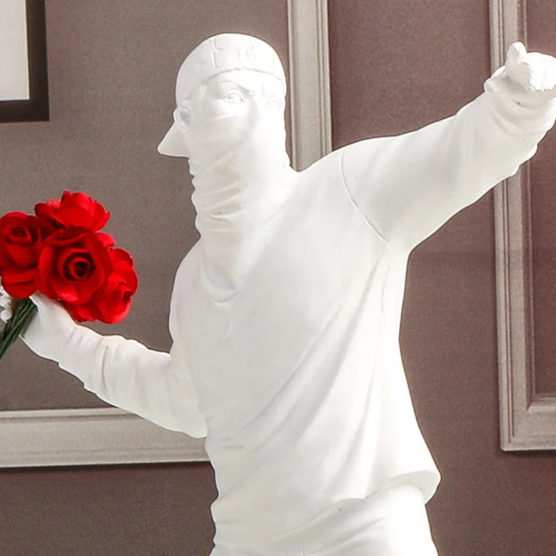 "Banksy" Inspired  Flower Thrower Statue