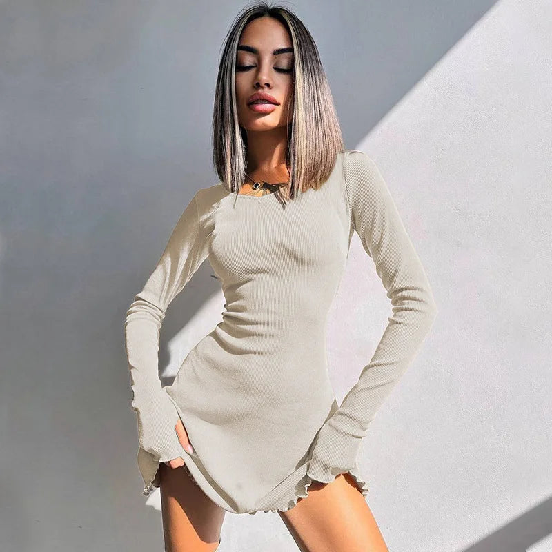 Long Sleeve Knitted Mini Dress